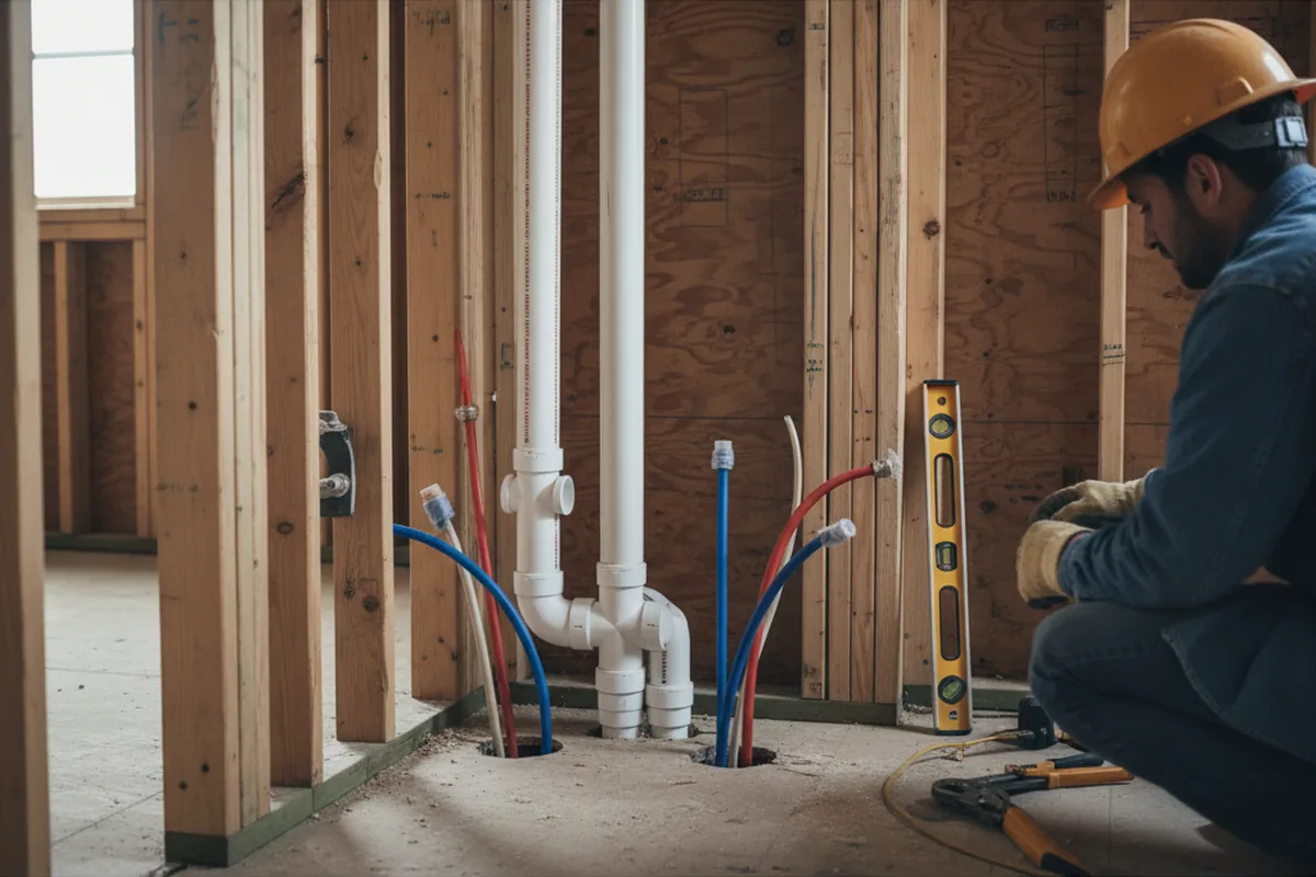 Drain and supply rough-in during Leak Detection in Greenbelt